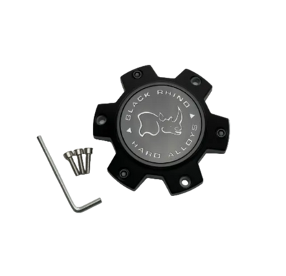 Black Rhino M-873 matte black wheel center cap front view
