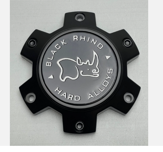 Black Rhino M-873 matte black wheel center cap angled view