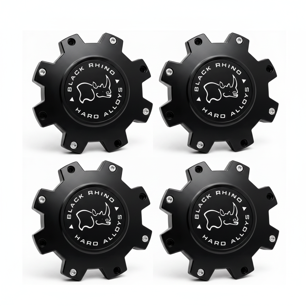 Set of four Black Rhino M-916 BK04 matte black wheel center caps