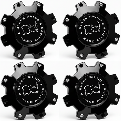 Set of four Black Rhino M-916 BK01 gloss black wheel center caps