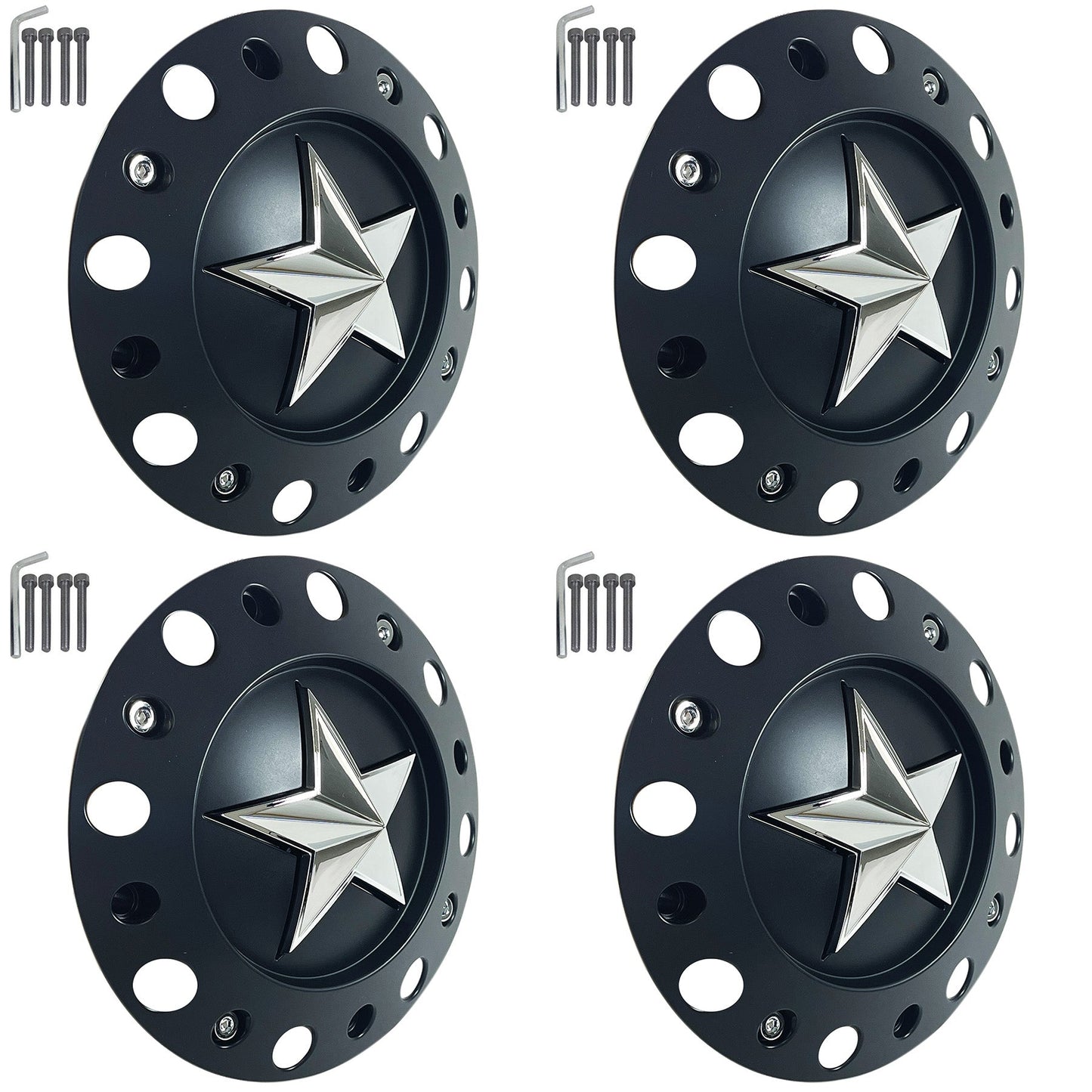 KMC XD 775 Rockstar Matte Black Wheel Center Hub Cap 8 3/8" OD 1001775B Short (4 CAPS)