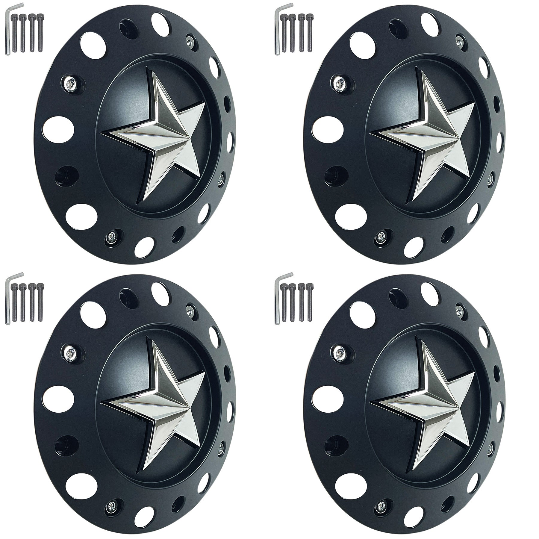KMC XD 775 Rockstar Matte Black Wheel Center Hub Cap 8 3/8" OD 1001775B Short (4 CAPS)