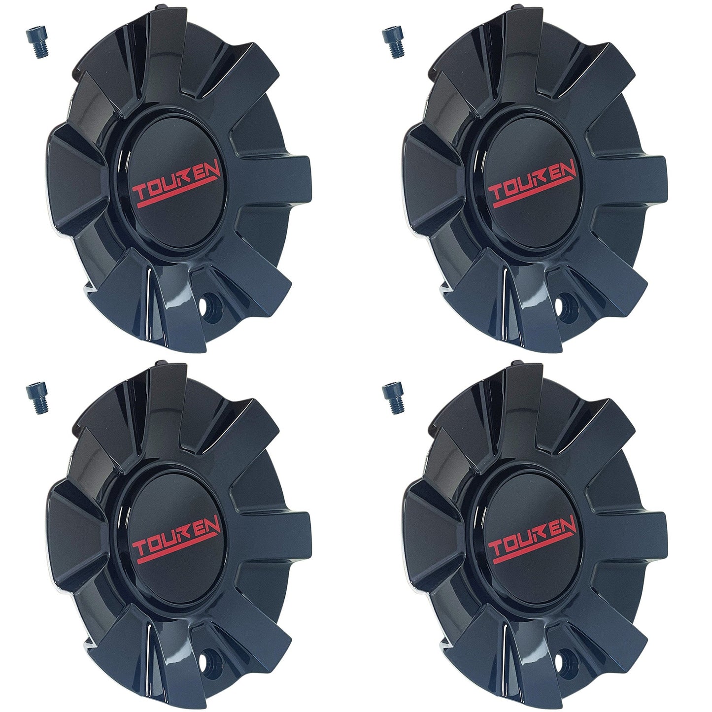 Touren TR60 3260 16" 17" Gloss Black / Red Wheel Rim Center Cap C1032601R (4 CAPS)