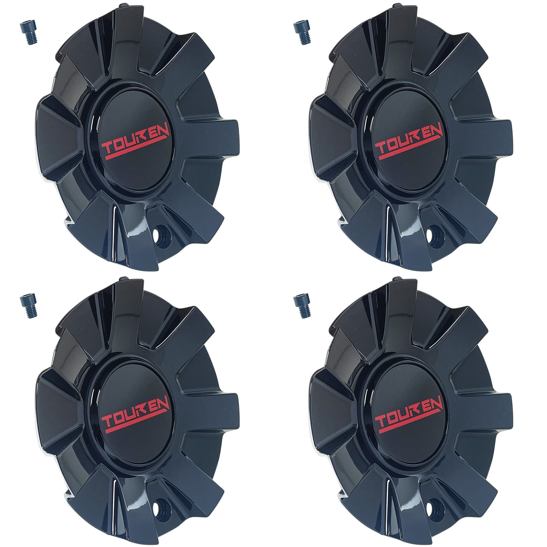 Touren TR60 3260 16" 17" Gloss Black / Red Wheel Rim Center Cap C1032601R (4 CAPS)
