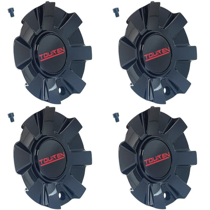 Touren TR60 3260 16" 17" Gloss Black / Red Wheel Rim Center Cap C1032601R (4 CAPS)