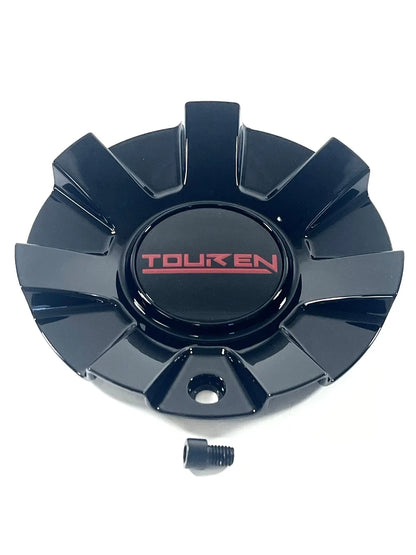 TOUREN 3260 16"/17" Gloss Black/Red Wheel Center Caps C1032601R (Set of 4)