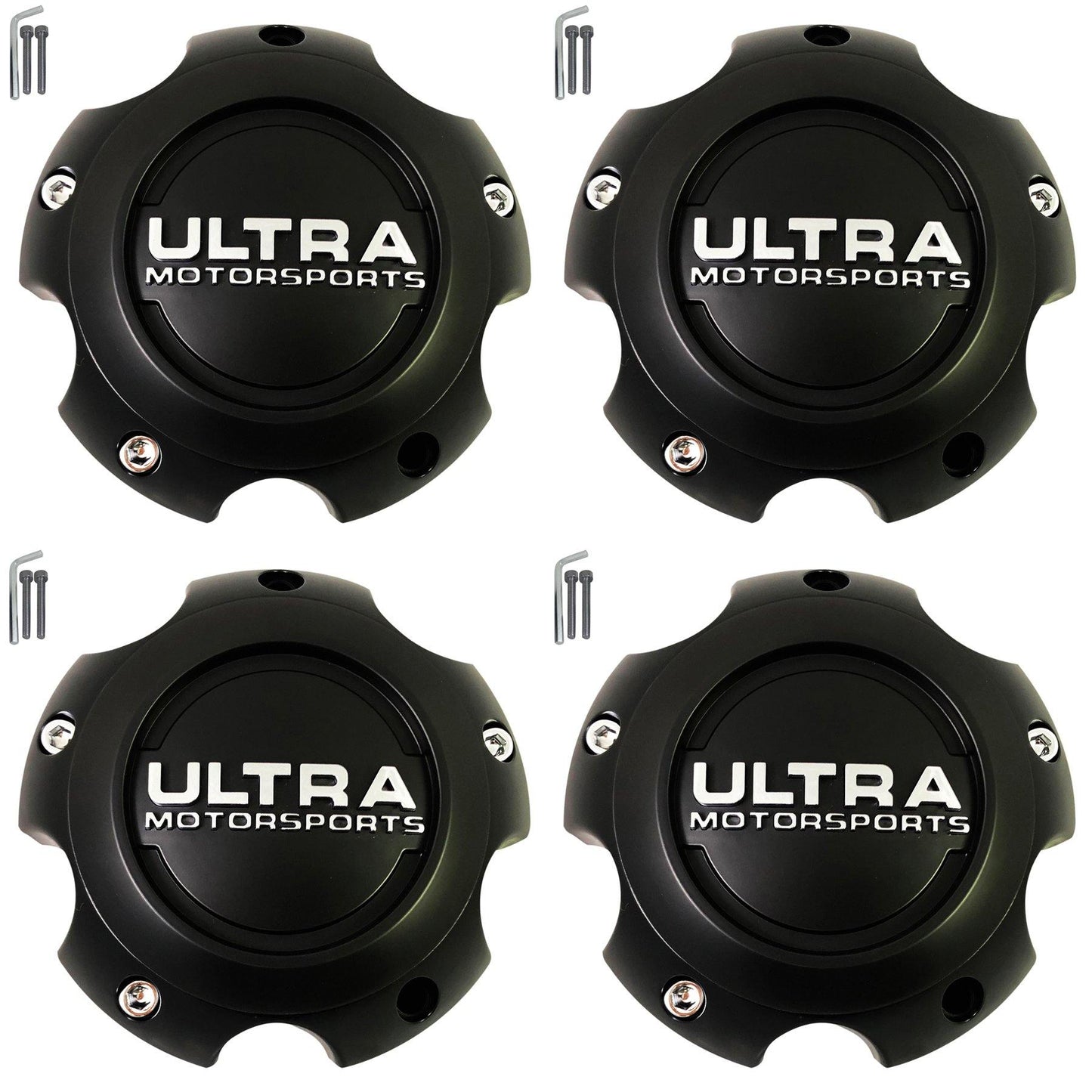 Ultra Motorsports Wheels Flat Black Wheel Center Cap # 89-9756 (4 CAPS) NEW+BOLTS