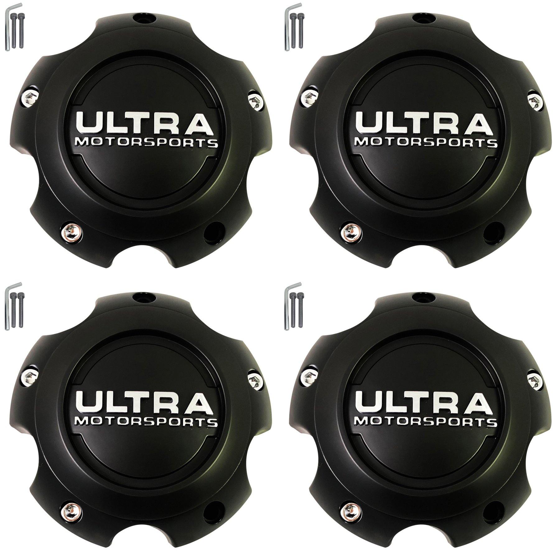 Ultra Motorsports Wheels Flat Black Wheel Center Cap # 89-9756 (4 CAPS) NEW+BOLTS