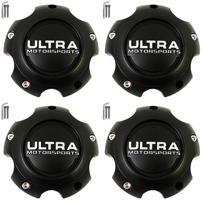 Ultra Motorsports Wheels Flat Black Wheel Center Cap # 89-9756 (4 CAPS) NEW+BOLTS