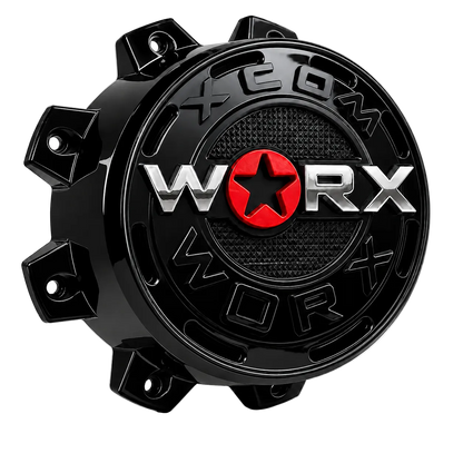 WORX 30171765F-2 gloss black wheel center cap front view