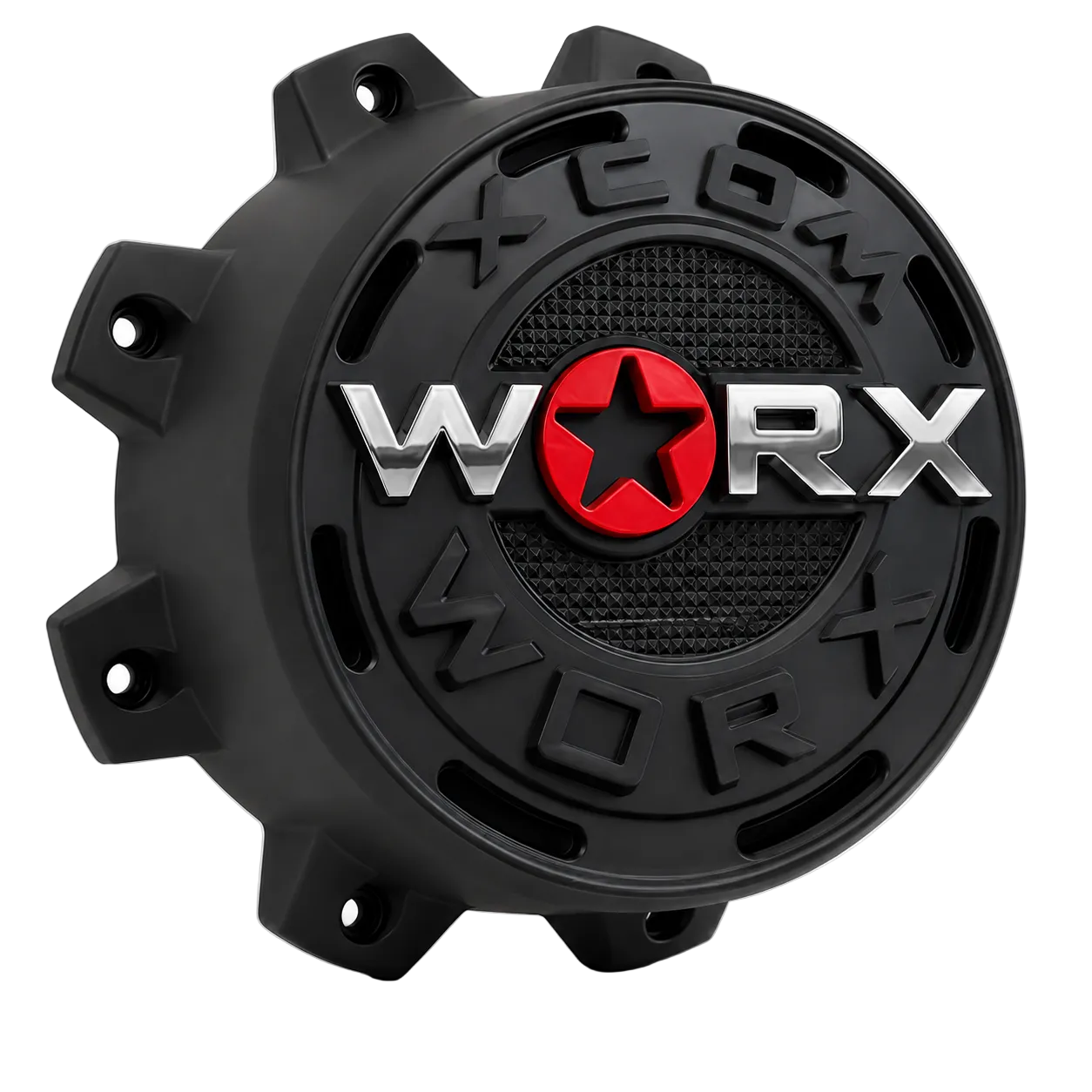 WORX 30171765F-2 matte black wheel center cap front view