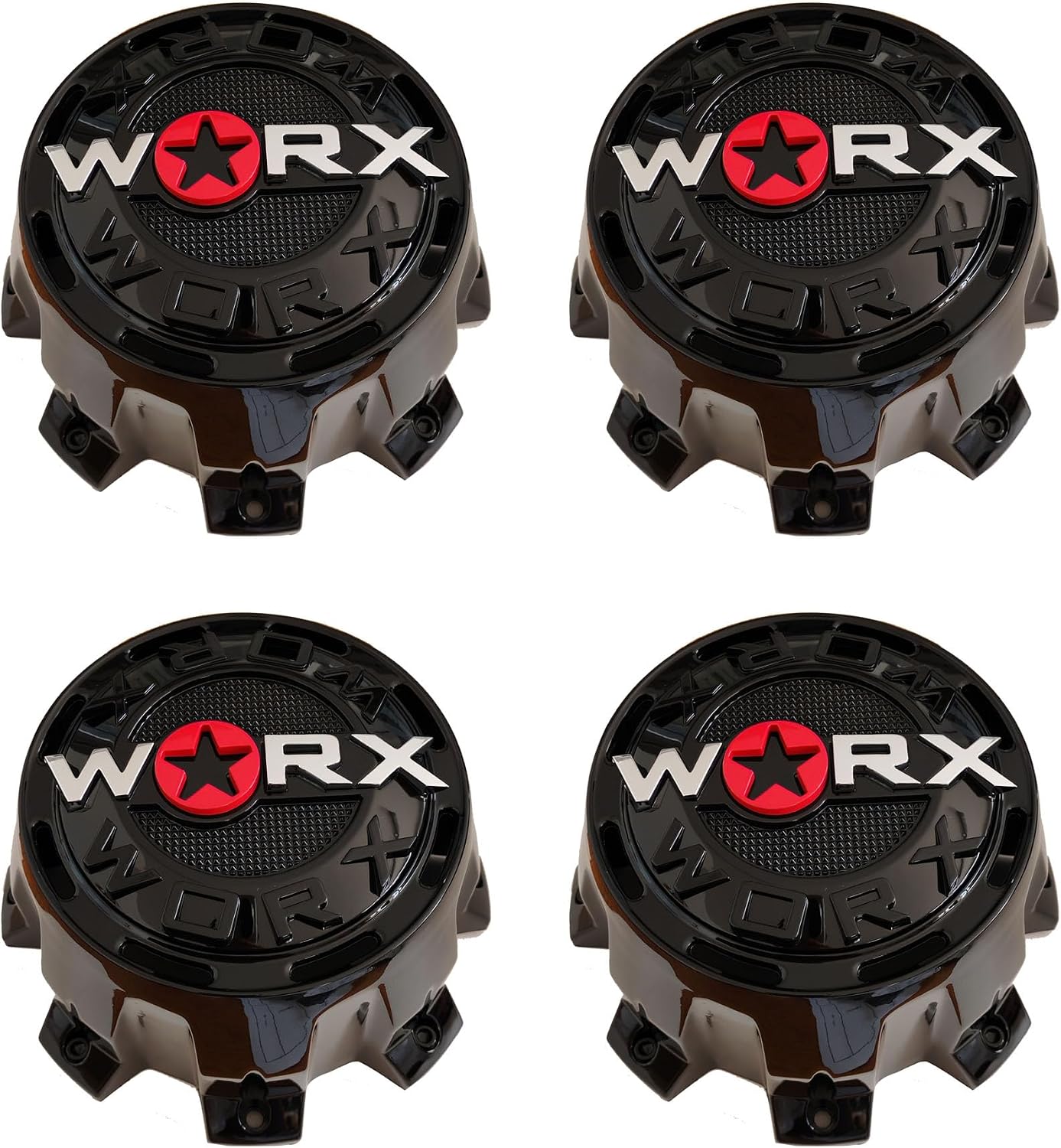 Set of four WORX 30171765F-2 gloss black wheel center caps