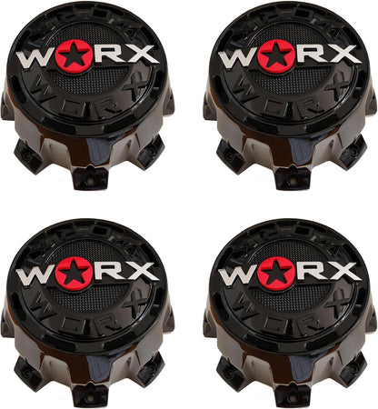 Set of four WORX 30171765F-2 gloss black wheel center caps
