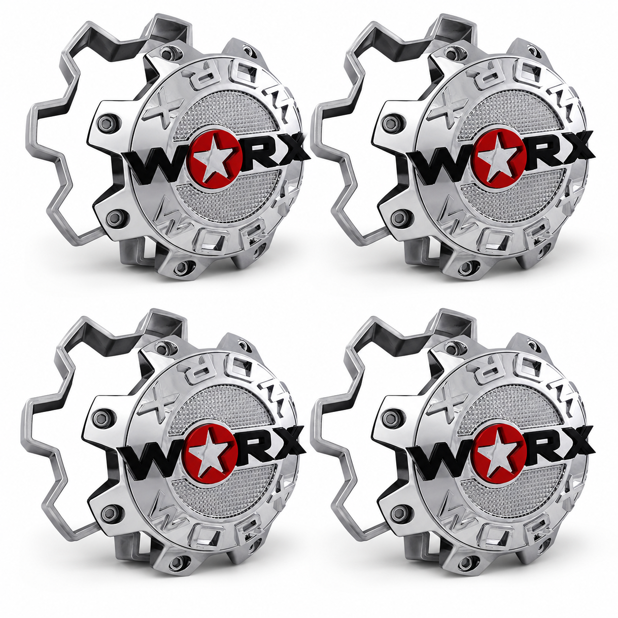 Set of four WORX WRX-8808LSB chrome wheel center caps