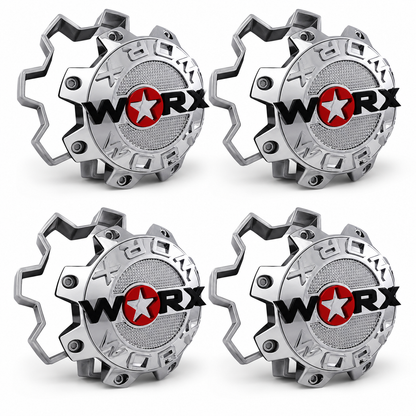Set of four WORX WRX-8808LSB chrome wheel center caps