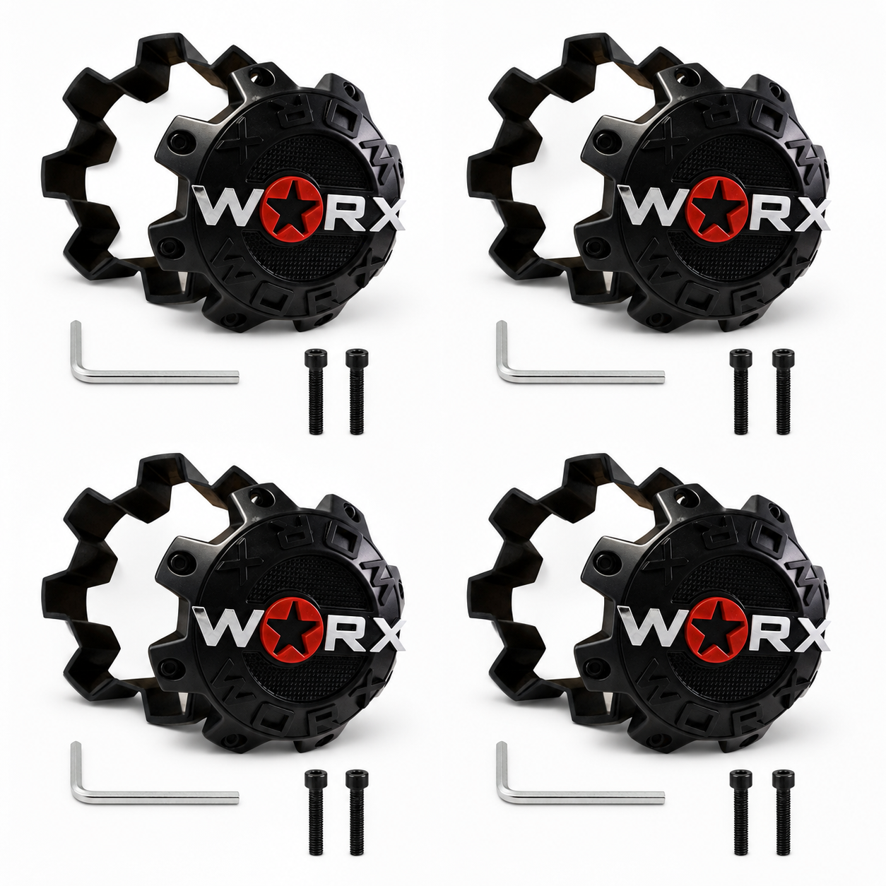 Set of four WORX WRX-8808LSB gloss black wheel center caps