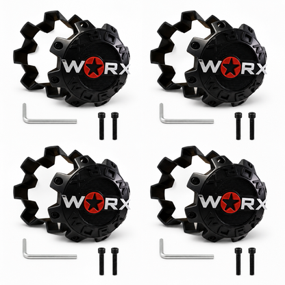 Set of four WORX WRX-8808LSB gloss black wheel center caps