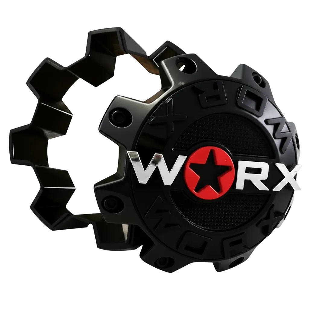 WORX WRX-8808LSB gloss black wheel center cap front view