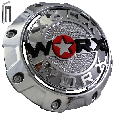 WORX A89-8856 chrome wheel center cap front view