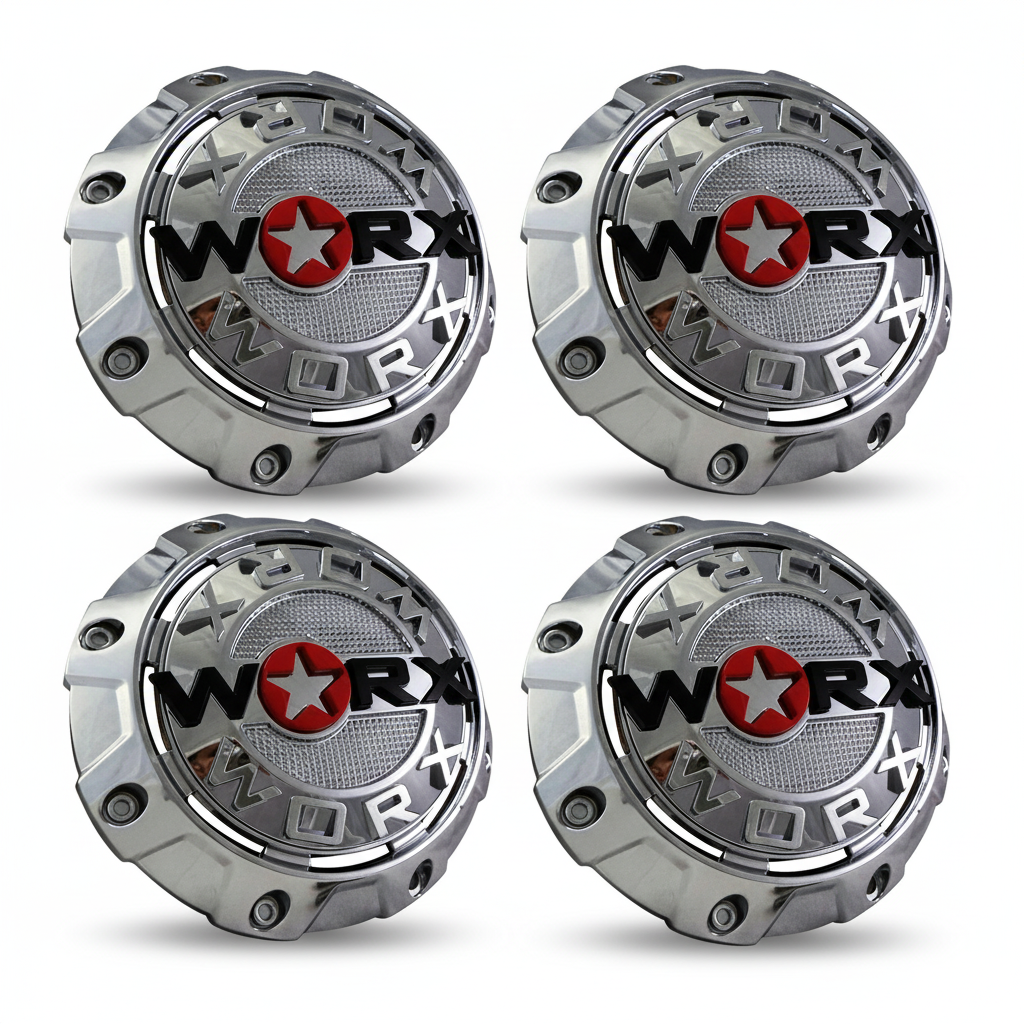 Set of four WORX A89-8856 chrome wheel center caps