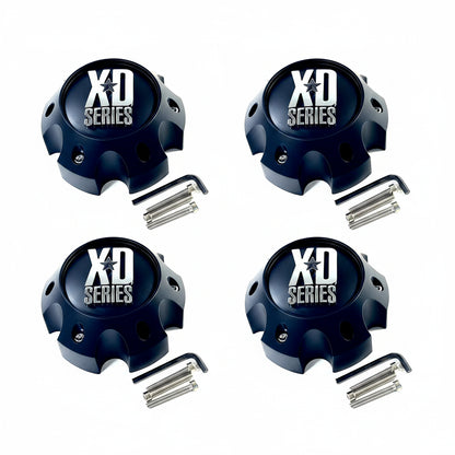 Set of four XD 1079L145 flat black wheel center caps