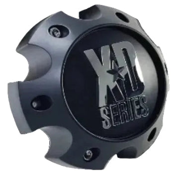 XD 1079L145 flat black wheel center cap with chrome emblem