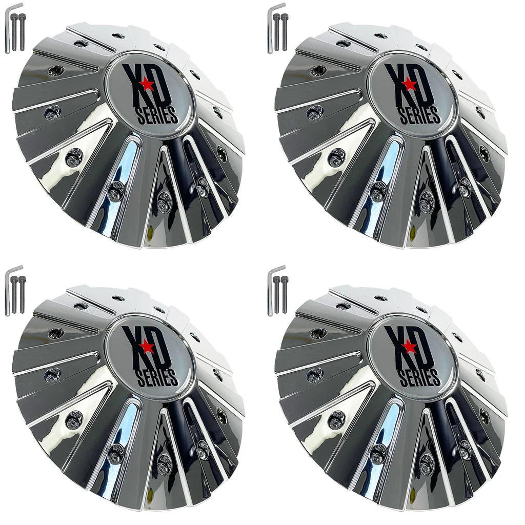 Set of four KMC XD 846L215 chrome wheel center caps