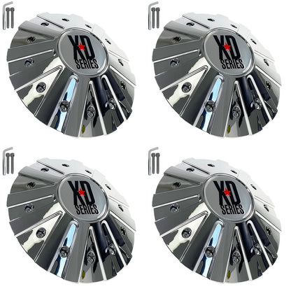 Set of four KMC XD 846L215 chrome wheel center caps