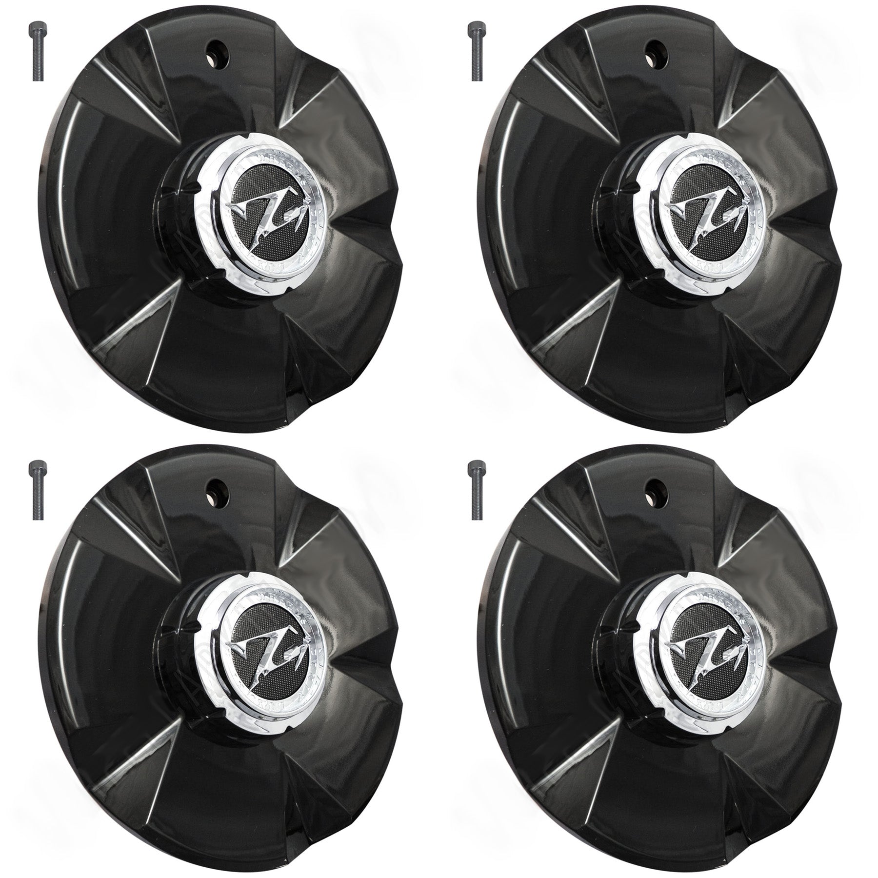 Zinik Wheels Gloss Black Custom Wheel Center Caps # Z20 / SY-CAP (4 CAPS)